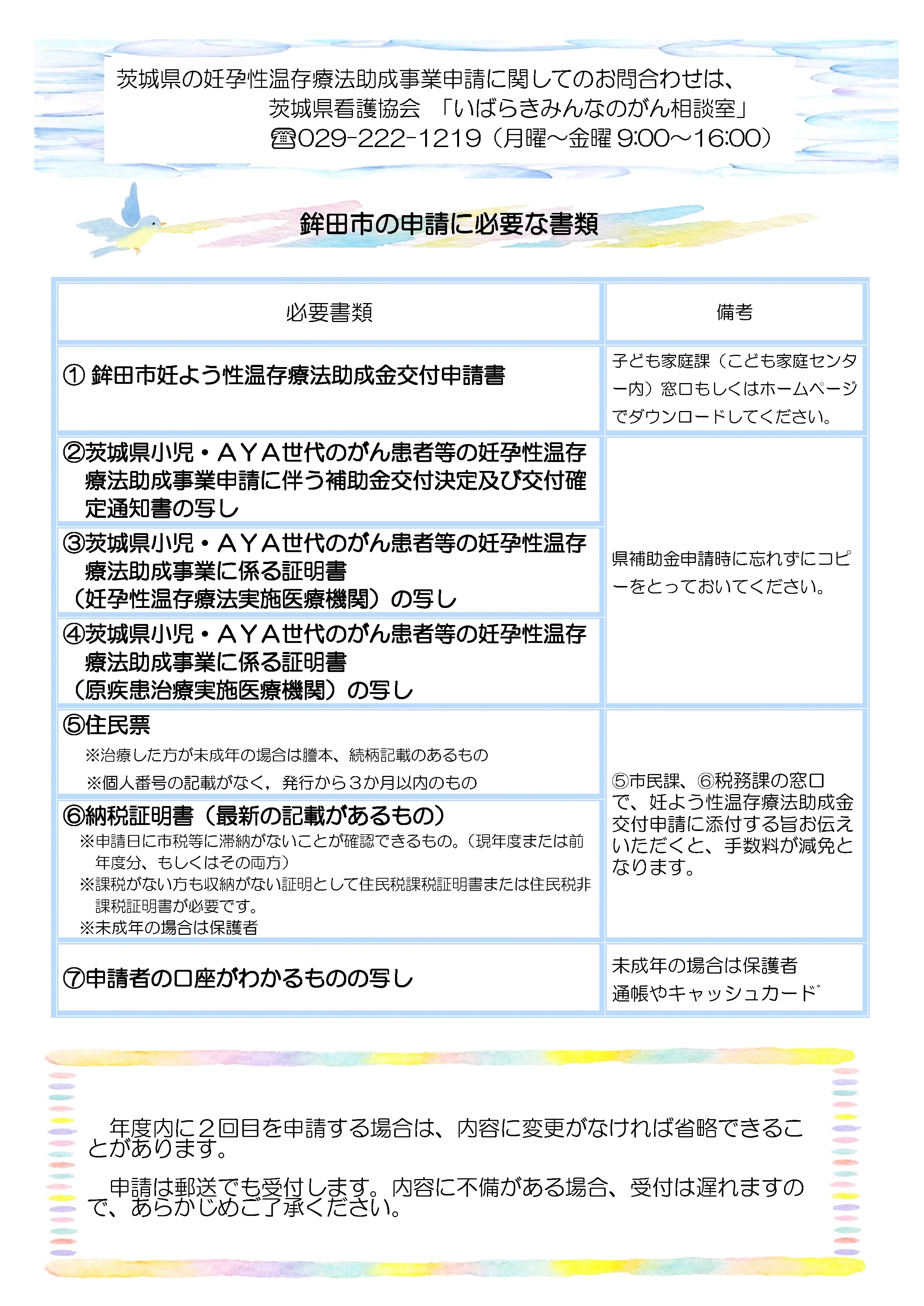 妊よう性温存療法助成事業チラシ