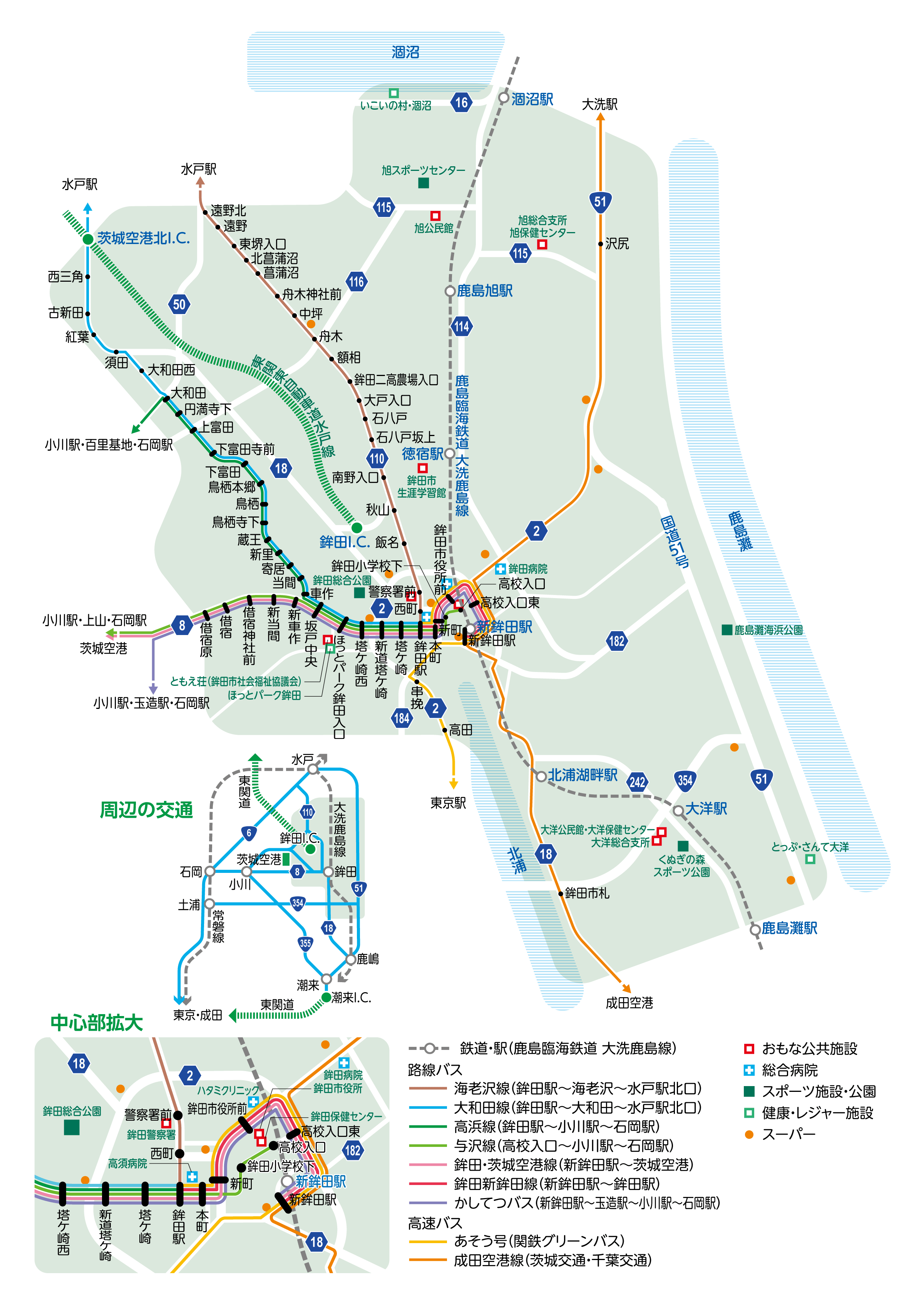 鉾田市バス路線図